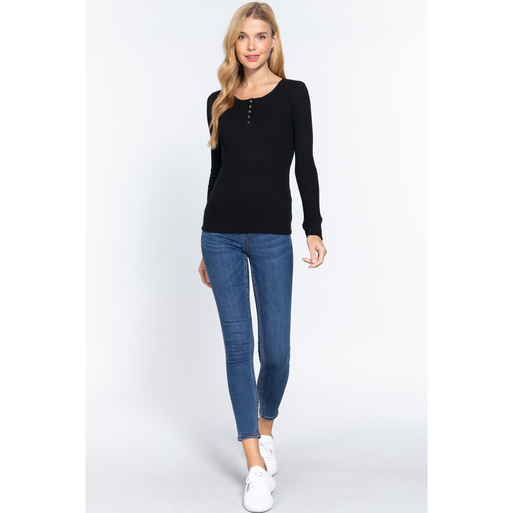Long Slv Scoop Neck Thermal Top - Picture 2 of 7